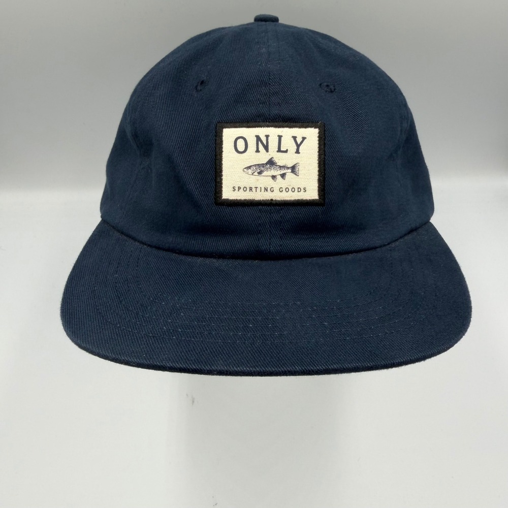 Only NY Sporting Goods Trout Fish Navy Blue Plaid Lined Strapback Made in USA